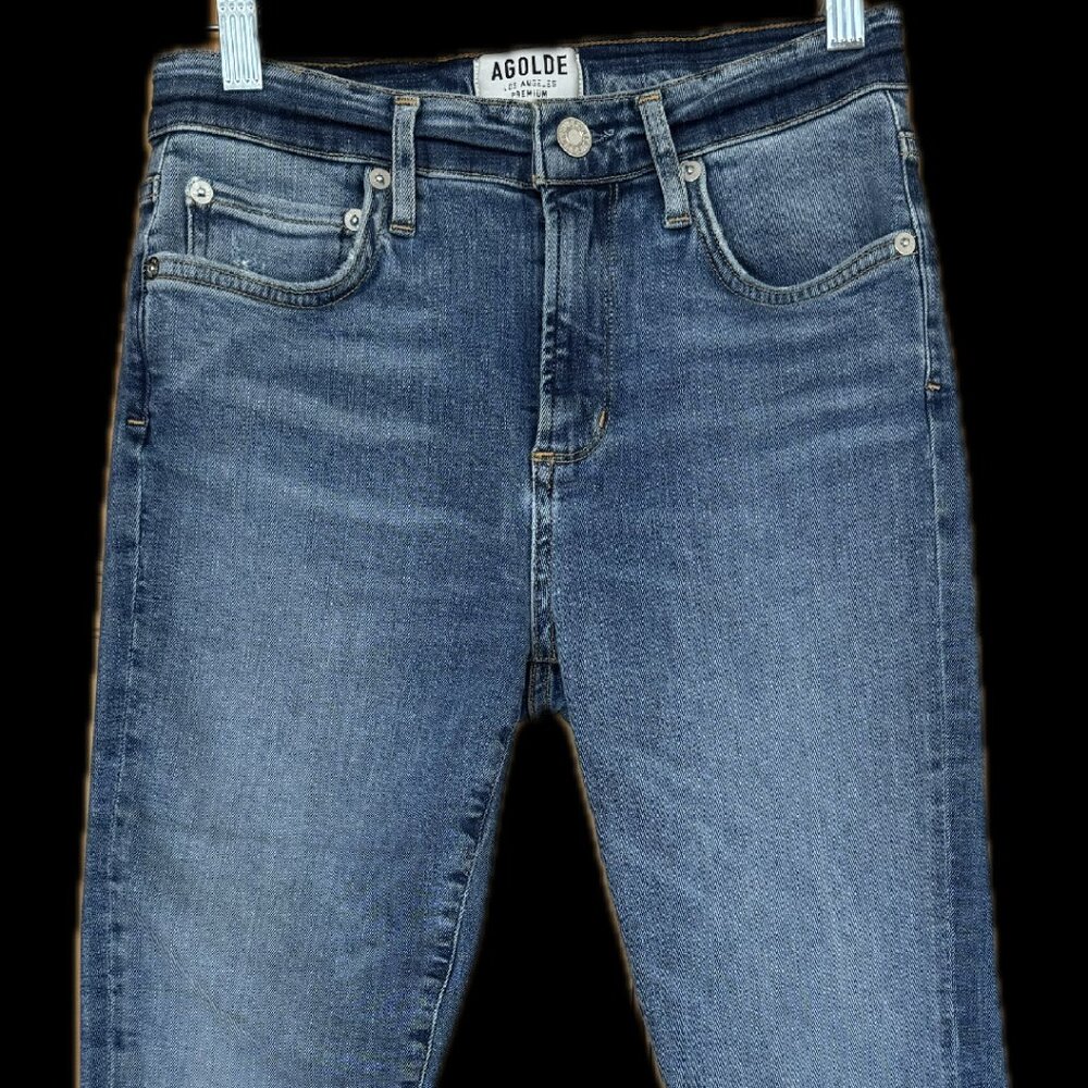 AGOLDE 90s High Rise Straight Jeans Frayed Waist 25 x34